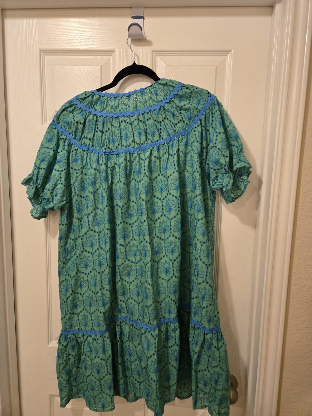Umgee Teal Green Short Sleeve Printed Mini Dress - Picture 8 of 10